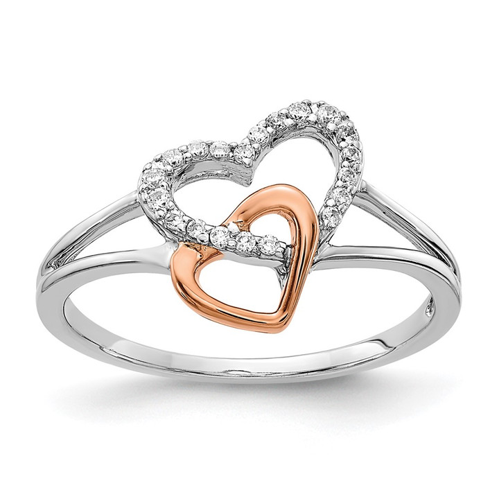 14k White/Rose Gold Diamond Double Heart Ring RM5722-013-WRA