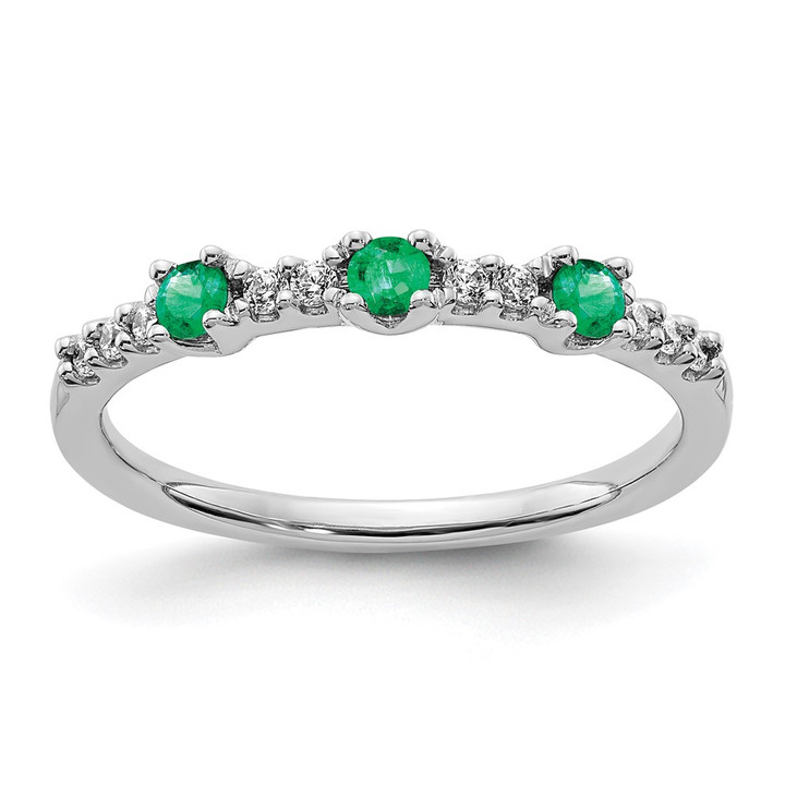 14k White Gold Diamond and Emerald 3-Stone Ring RM5739-EM-010-WA