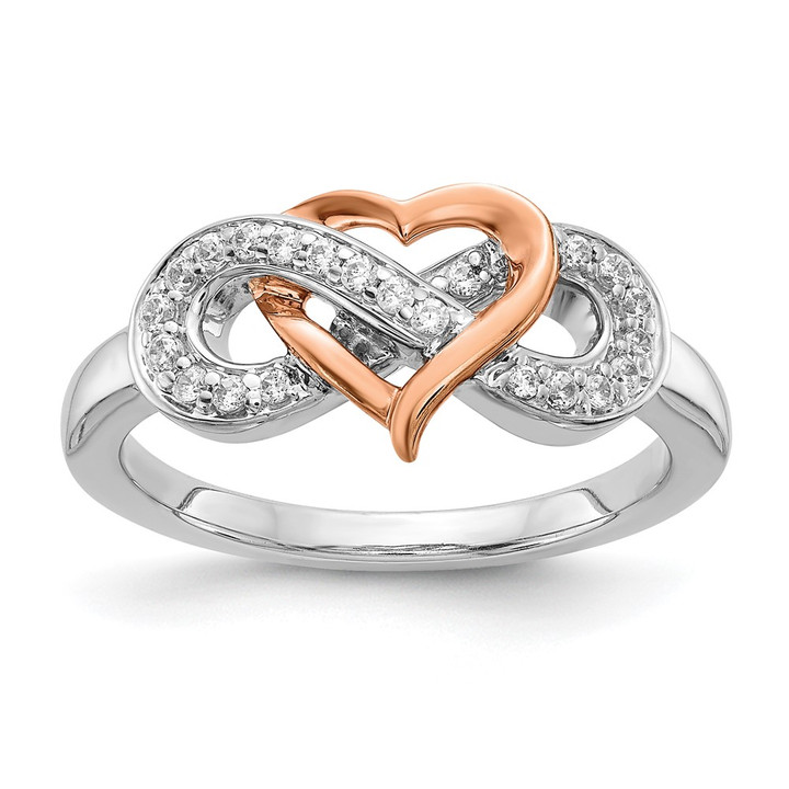 14k Two Tone Diamond Heart Infinity Symbol Ring RM5732-016-WRA