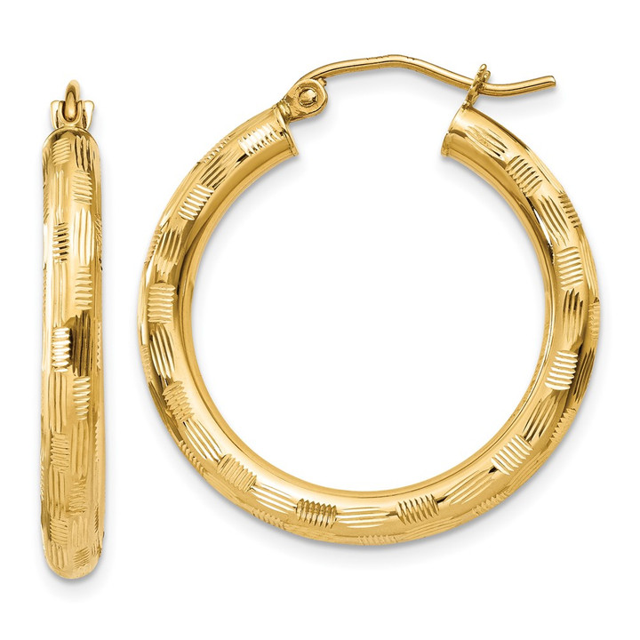 14k Diamond-cut Hoop Earrings TF554