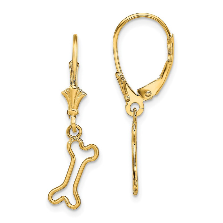 14K Mini Dog Bone Leverback Earrings TF1782