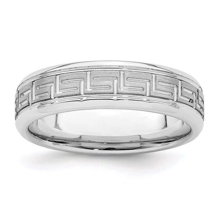 Sterling Silver Rhodium-plated 6mm Brushed Fancy Band Size 8.5 QWB110BRH-8.5