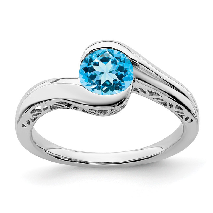 14k White Gold Blue Topaz Bypass Ring RM7164-BT-W