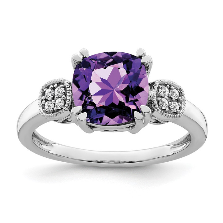 14k White Gold Amethyst and Diamond Ring RM7130-AM-006-WA