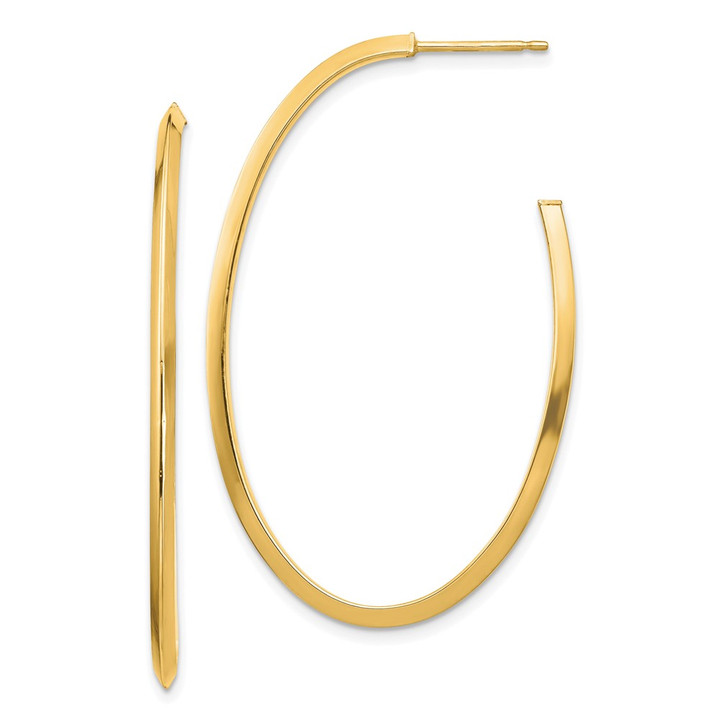 14k Polished Knife Edge Oval 2mm Post Dangle Earrings TF1432