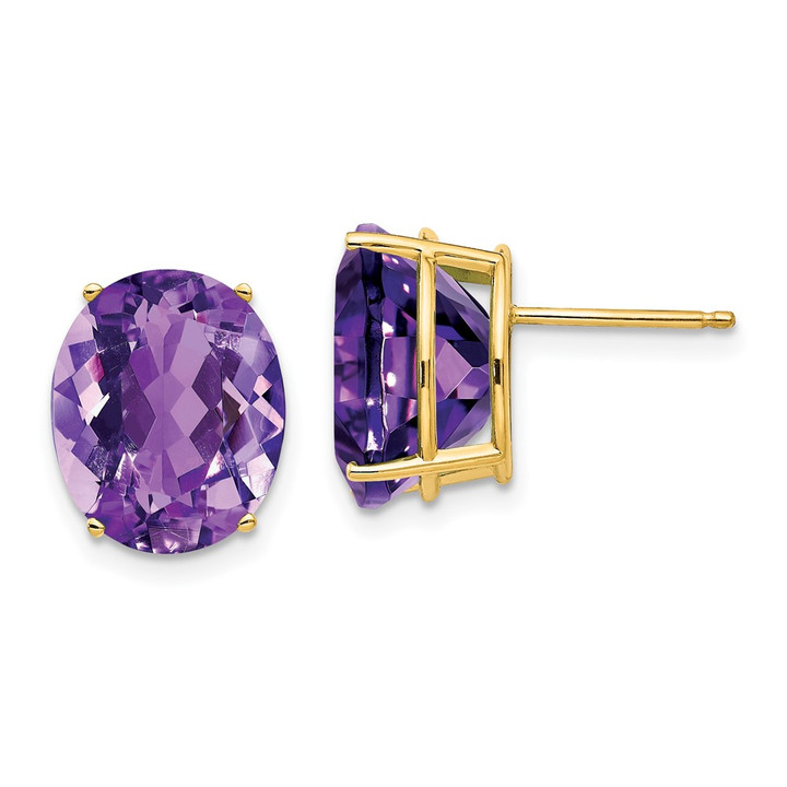 14k 12x10mm Oval Amethyst Earrings XE91AM
