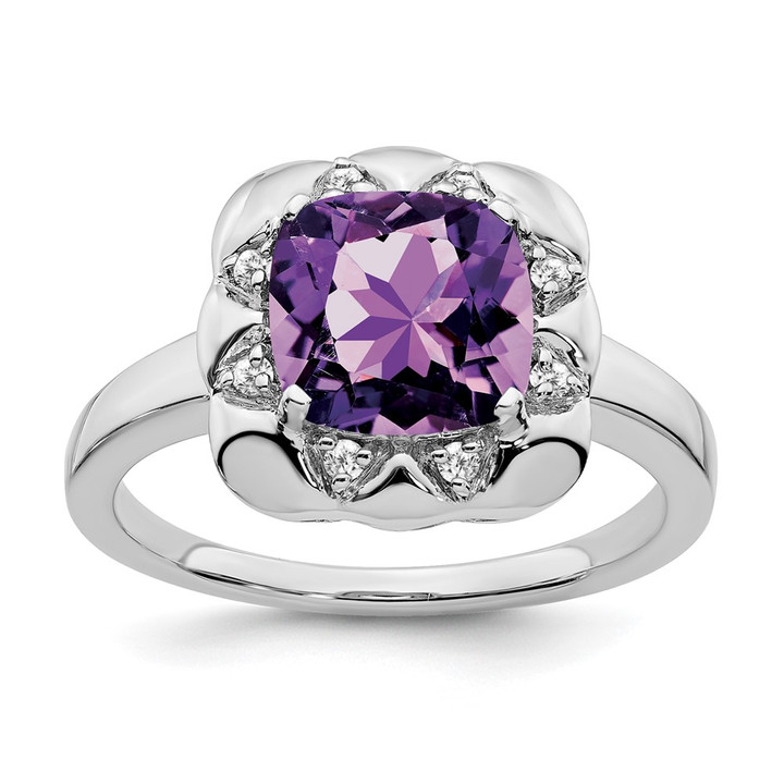 14k White Gold Amethyst and Diamond Ring RM7162-AM-008-WA