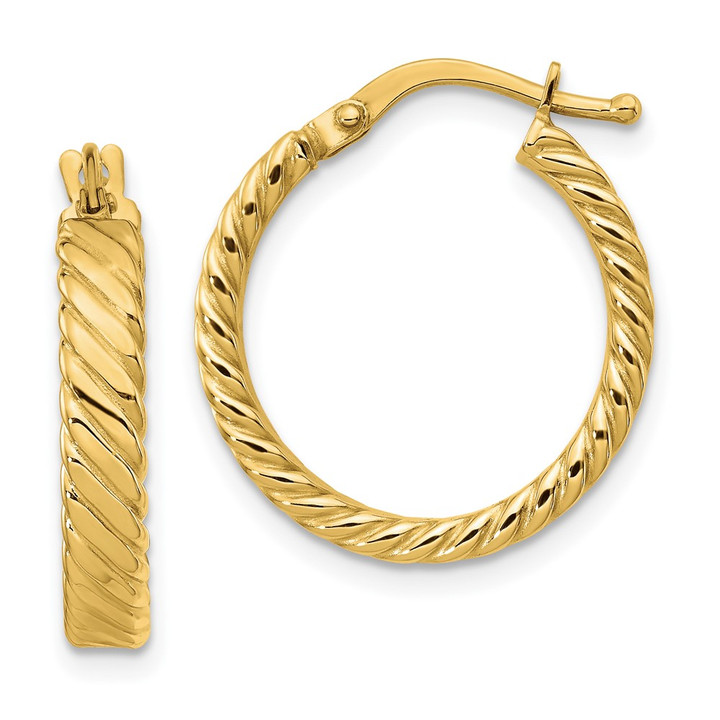 14K Small 3mm Patterned Hoop Earrings TF863