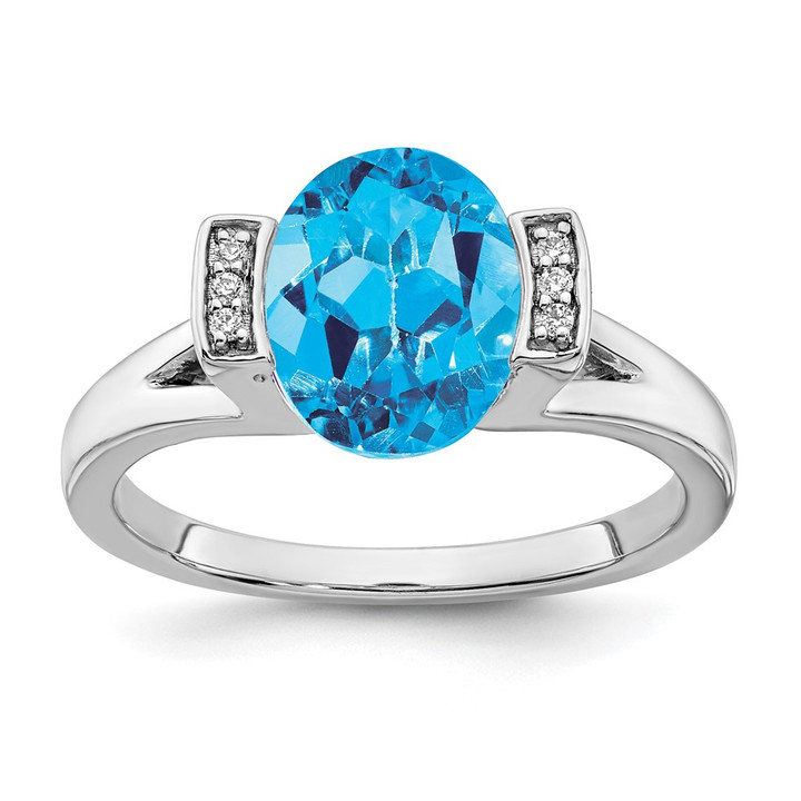 14k White Gold Oval Blue Topaz and Diamond Ring RM7165-BT-003-WA