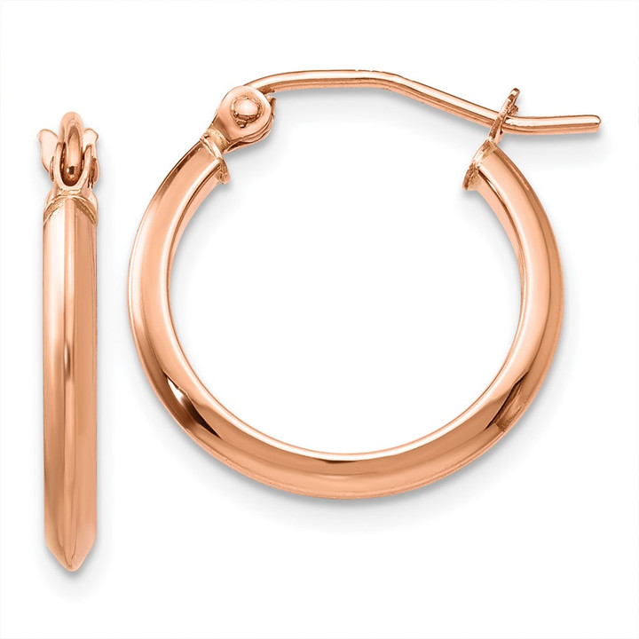 14k Rose 2.5mm Knife Edge Hoop Earrings TH497