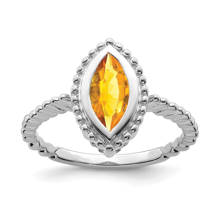 14k White Gold Marquise Citrine Ring RM7204-CI-W