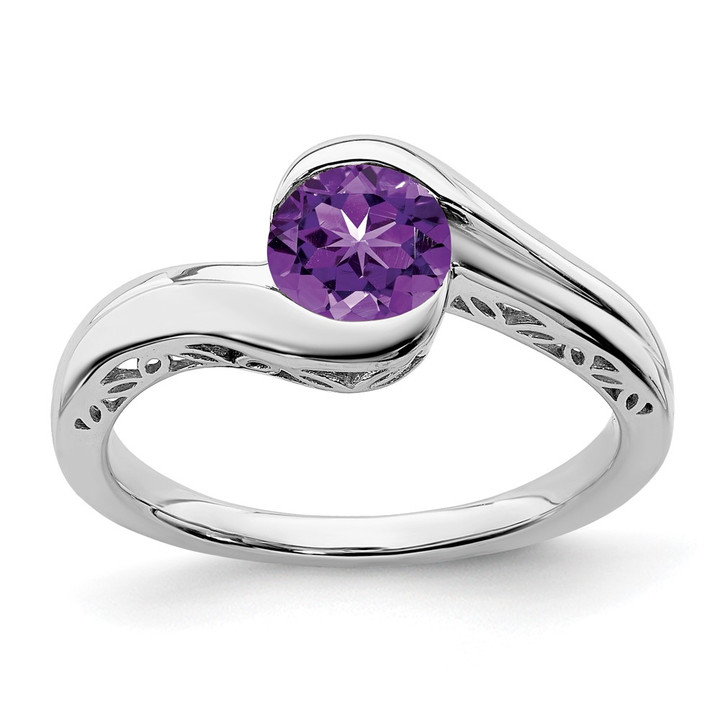 10k White Gold Amethyst Bypass Ring RM7164-AM-1W
