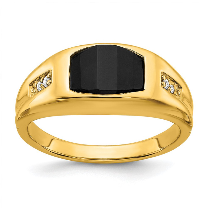 14k Onyx and Diamond Mens Ring RM7483-OX-005-YA