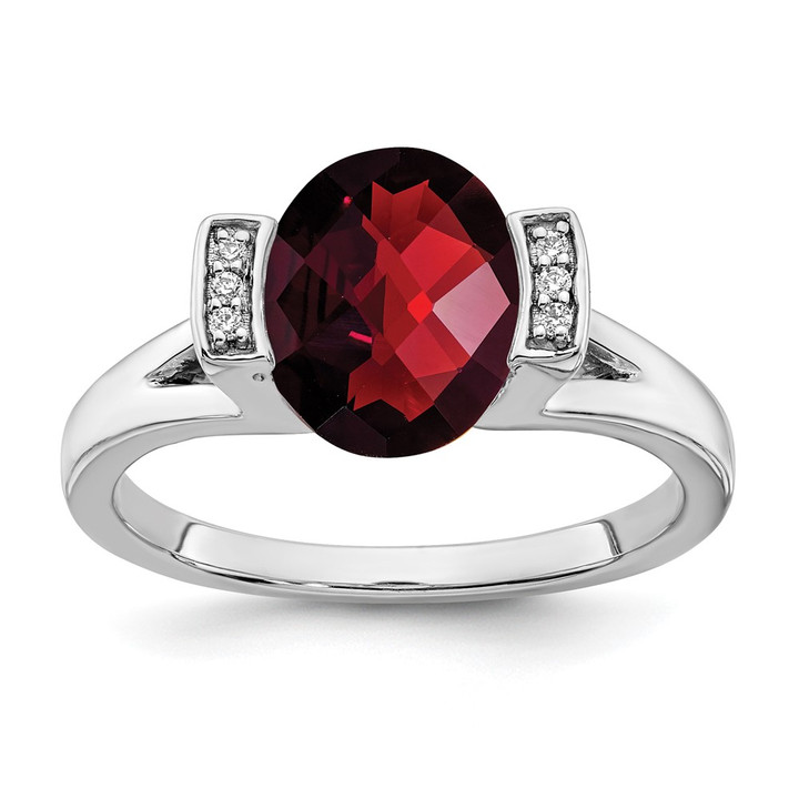 14k White Gold Oval Garnet and Diamond Ring RM7165-GA-003-WA