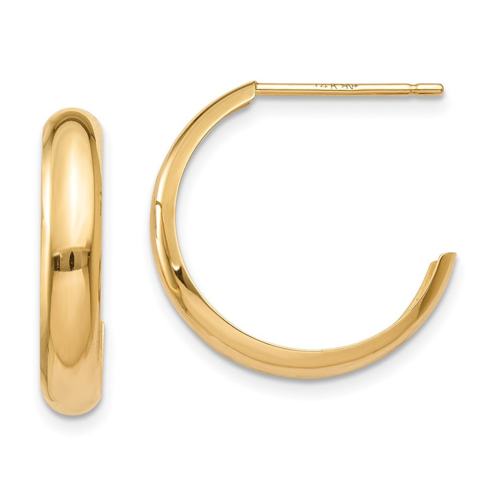 14k Polished 3.5mm J-Hoop Earrings TH336