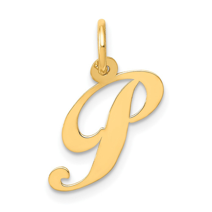 10K Small Fancy Script Initial P Charm 10YC650P