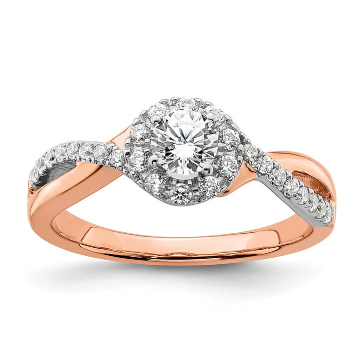 14K Two-Tone Lab Grown Diamond VS/SI FGH Halo Complete Ring RM7373E-033-CRWLG