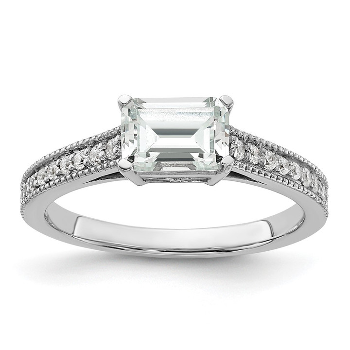 14K White Gold Lab Grown Dia. VS/SI FGH Emerald Semi-Mnt. East/West RM7883E-100-WLG