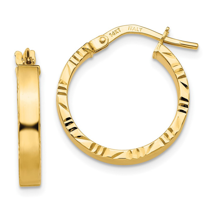 10k Small 3mm Diamond Cut Edge Polished Hoop Earrings 10TF814