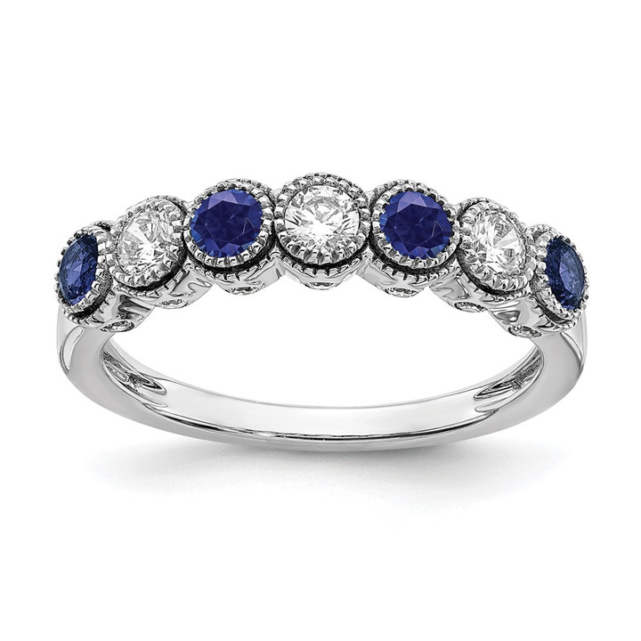 14K White Gold Lab Grown Diamond and Lab Created Blue Sapphire Ring RM7505-CSA-050-WLG