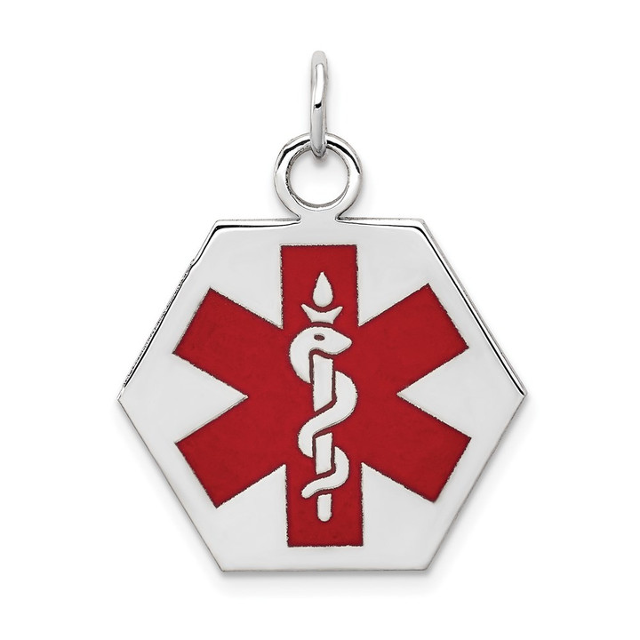 14k White Gold Red Enamel Medical Jewelry Pendant XM442