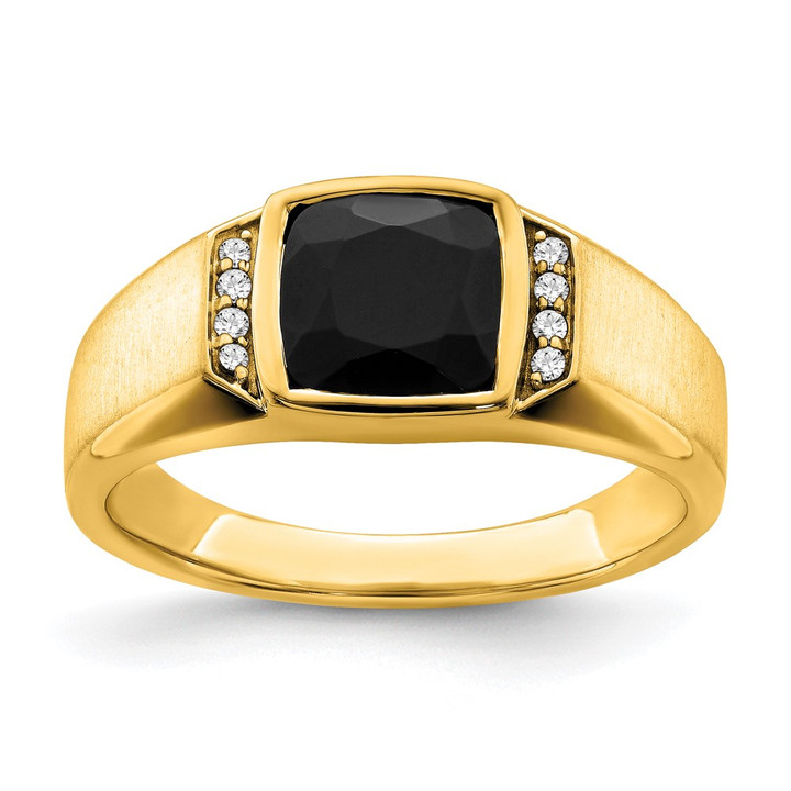 14k Onyx and Diamond Mens Ring RM7313-OX-006-YA