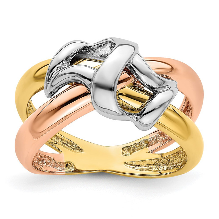 14k Tri-Color Polished Woven Band R903
