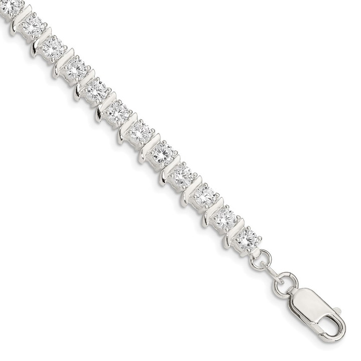 Sterling Silver CZ Fancy Polished Bracelet QX767CZ
