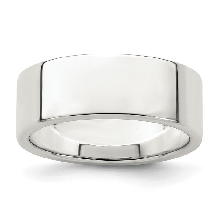 Sterling Silver Rhodium-plated 7mm Flat Size 13.5 Band QWFB070RH-13.5