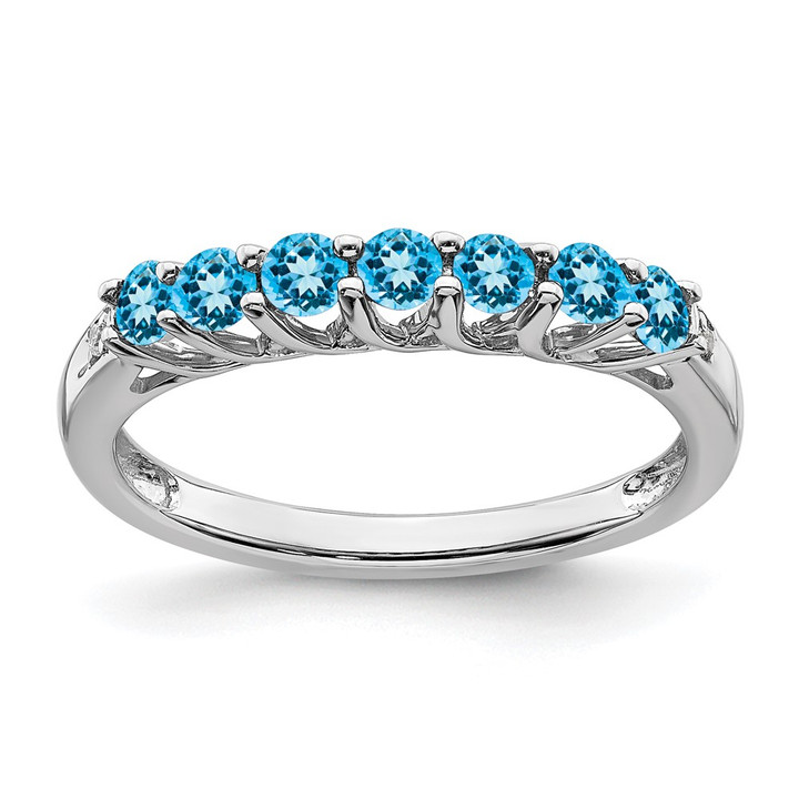 Sterling Silver Rhodium-plated Blue Topaz and Diamond Ring RM7411-BT-001-SSA-7