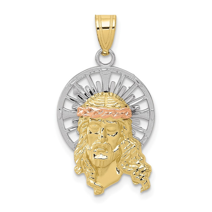 10K Tri-color Diamond-cut Christ Charm 10D3702