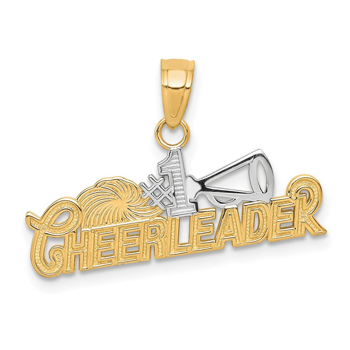 10K w/ Rhodium #1 CHEERLEADER Charm 10C1030