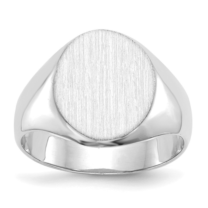 14k White Gold 11.0x13.0mm Closed Back Signet Ring RS547