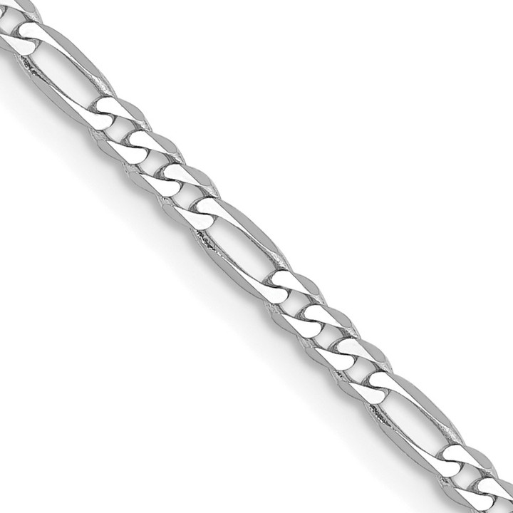 14K White Gold 18 inch 2.25mm Flat Figaro with Lobster Clasp Chain WFIG060-18