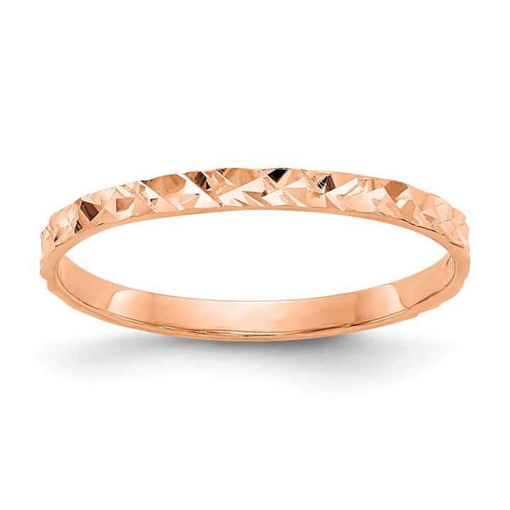 14K Rose Gold Diamond-cut Design Band Childs Ring R534R