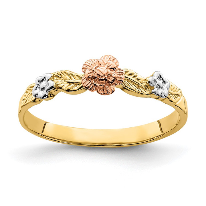 14k Two-Tone w/White Rhodium Flower Ring R935
