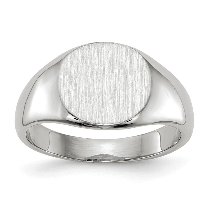 14k White Gold 8.5x8.0mm Closed Back Child's Signet Ring RS568