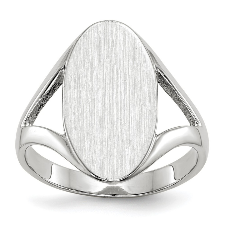 14k White Gold 17.0x9.0mm Closed Back Signet Ring RS564