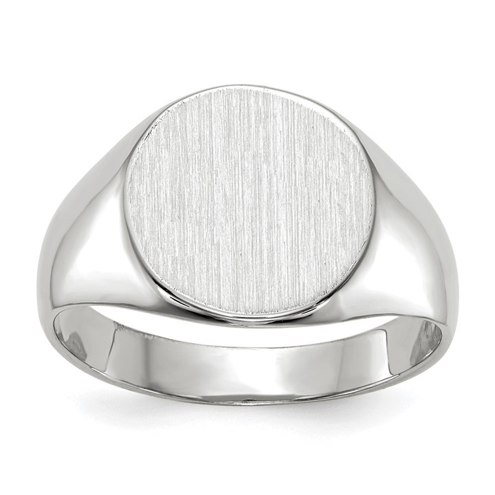 14k White Gold 10.0x11.0mm Closed Back Signet Ring RS570