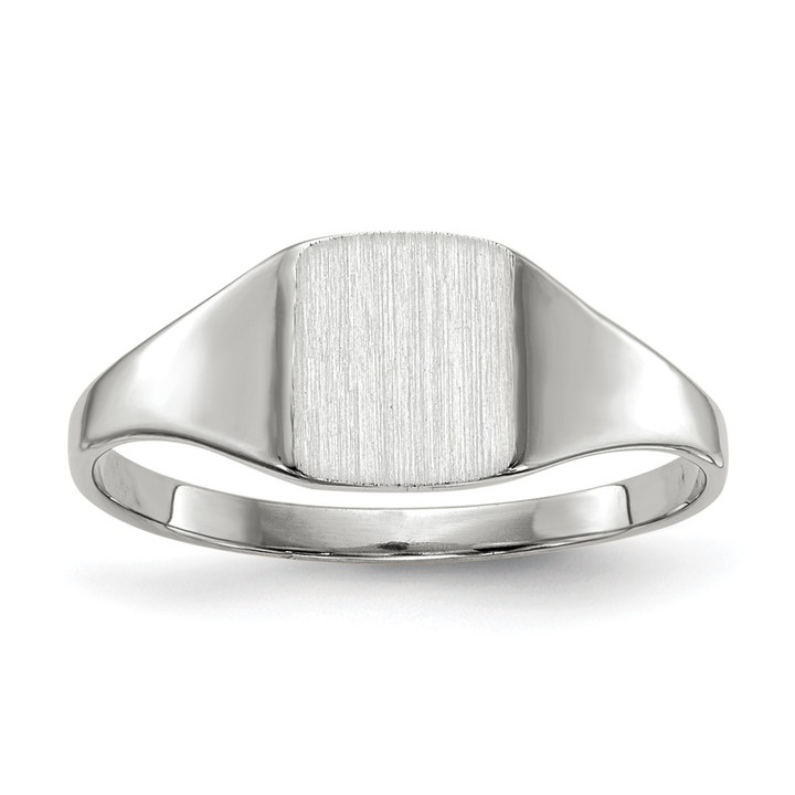 14k White Gold 7.0x8.5mm Closed Back Signet Ring RS609