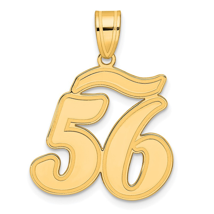 14k Brushed Border Script Number 56 Pendant SCN56