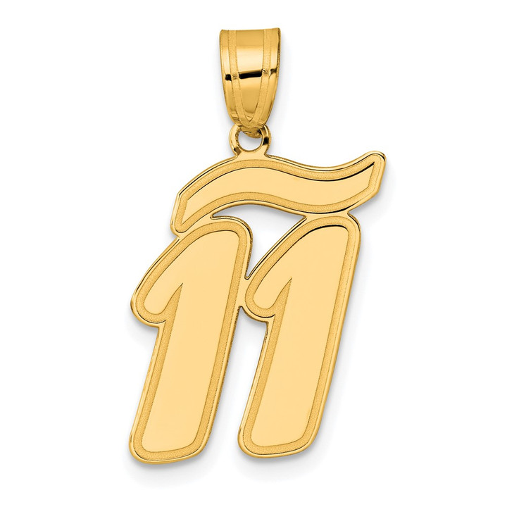 14k Brushed Border Script Number 11 Pendant SCN11