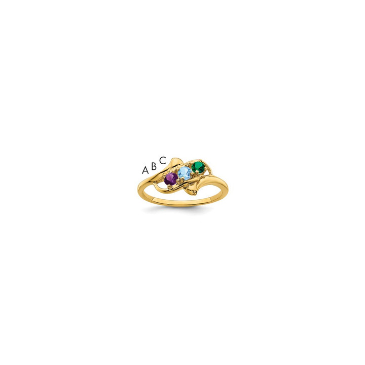 14k Genuine 3 Stone Mother's Ring XMR14/3GY