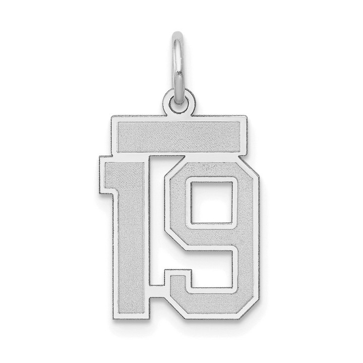 14kw Small Satin Number 19 Charm WSS19
