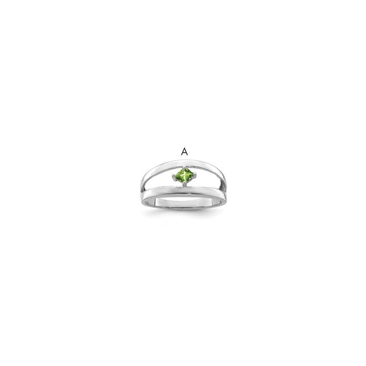 Sterling Silver Rhodium-plated Synthetic Single Stone Mother's Ring XMR63/1SS