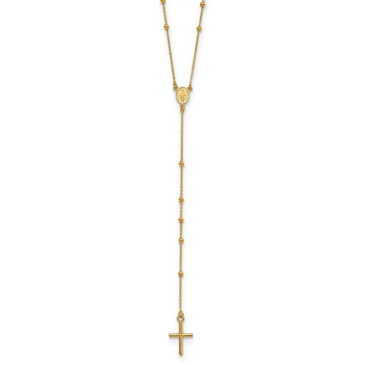 14k Polished Rosary 24 inch Necklace SF2512-24