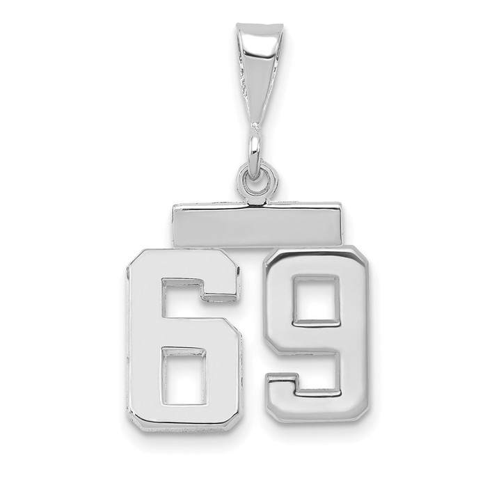 14kw Small Polished Number 69 Charm WSP69