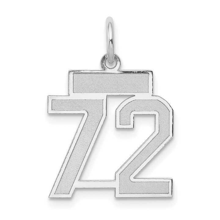 14kw Small Satin Number 72 Charm WSS72