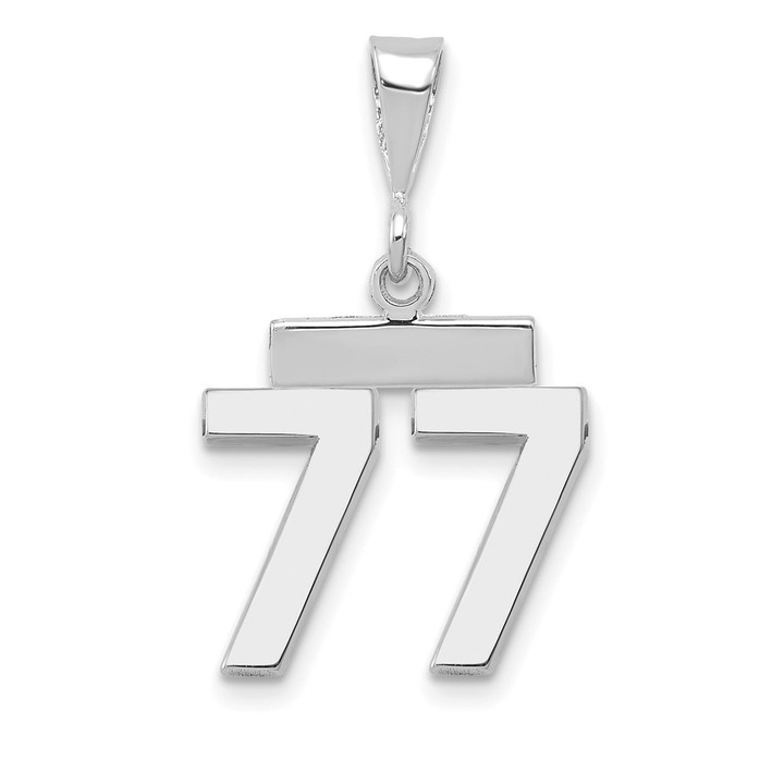 14kw Small Polished Number 77 Charm WSP77
