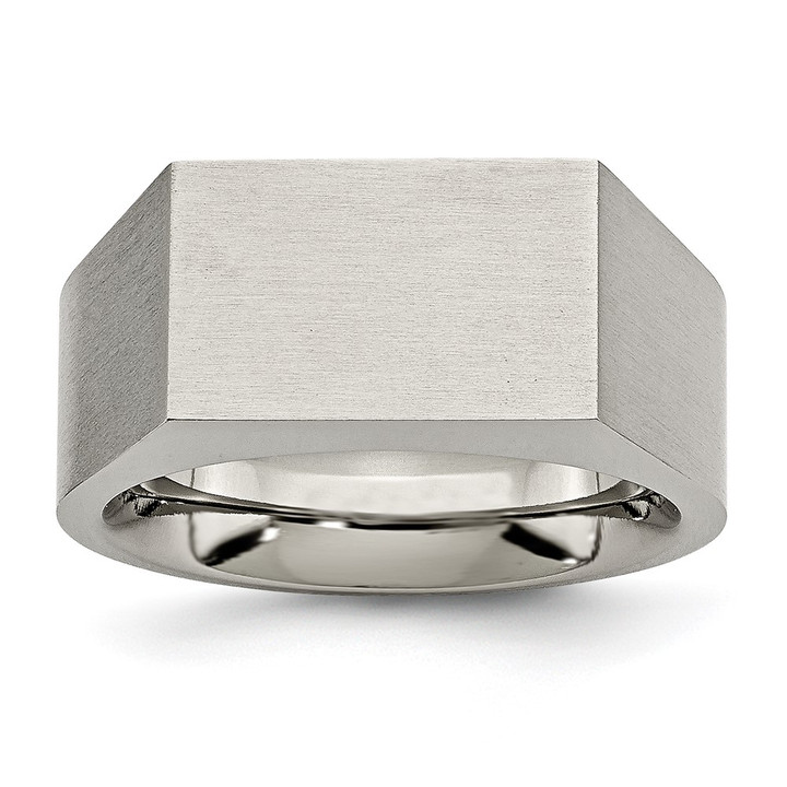 Chisel Titanium Brushed and Polished Signet Ring TB425-12